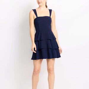 Nine Britton Navy Abby Square Neck Mini Dress, Size Large